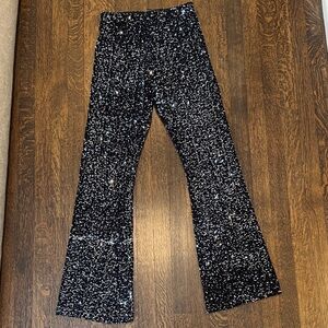 Black Sequin Flare Stretch Pants